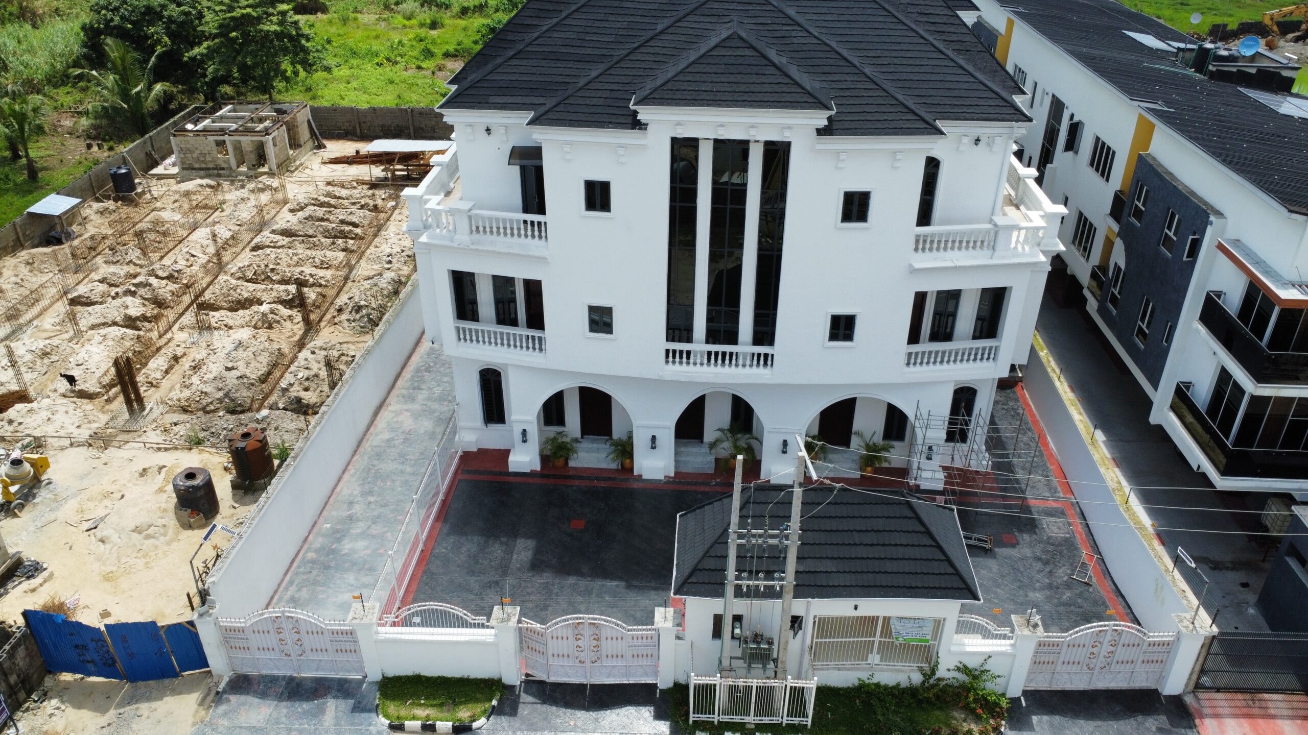 Aerial view of residential buildings and construction works from Efficacy’s project portfolio